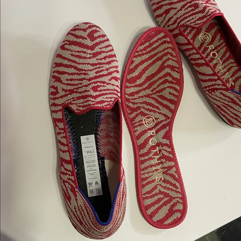 Rothy ’s Red Zebra Print Flats sz women’s 6.5 - Picture 4 of 6